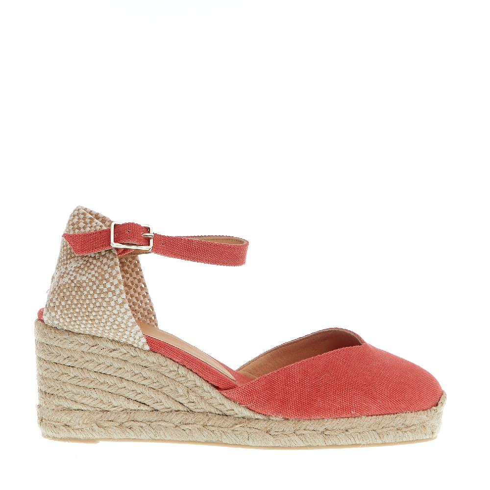 Sorelle Perego Espadrillas zeppa 70 mm tessuto fragola Italia