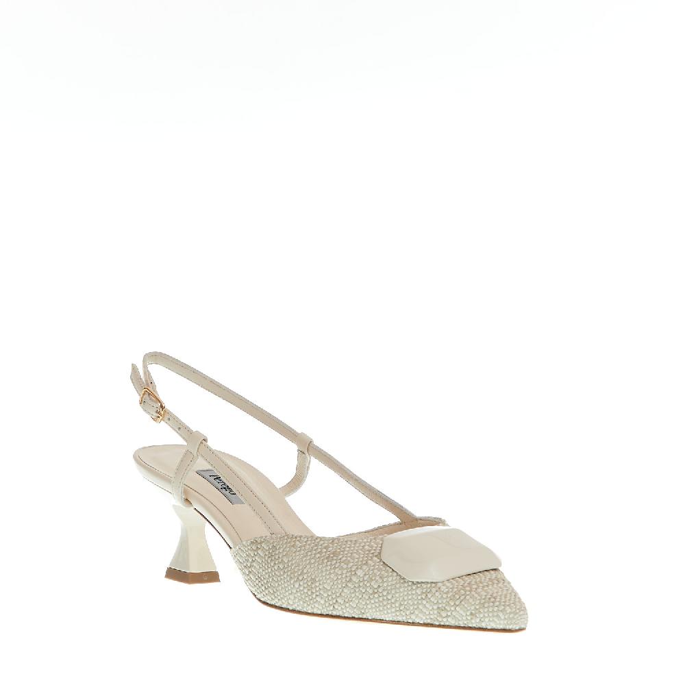 Sorelle Perego slingback tessuto beige tacco 55 mm Vendita