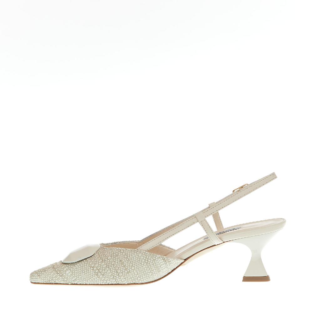 Sorelle Perego slingback tessuto beige tacco 55 mm Vendita