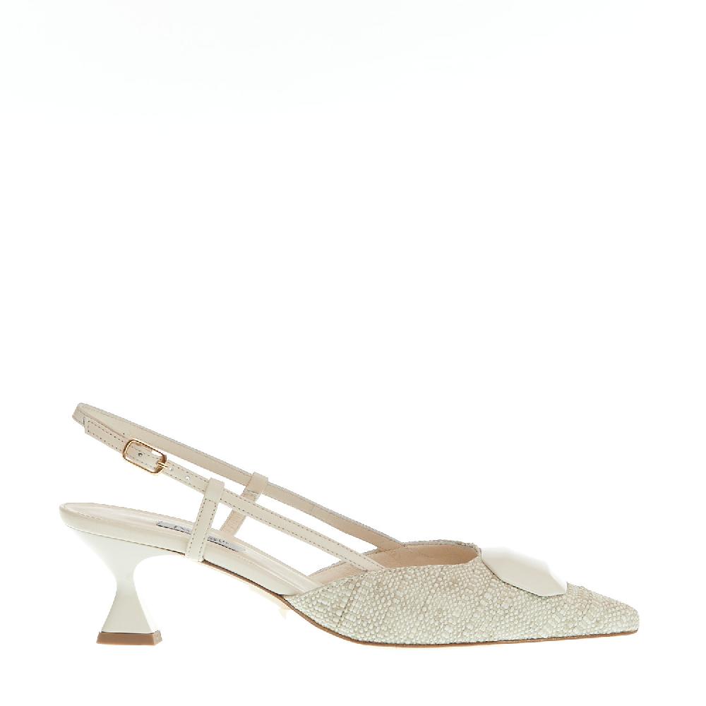 Sorelle Perego slingback tessuto beige tacco 55 mm Vendita
