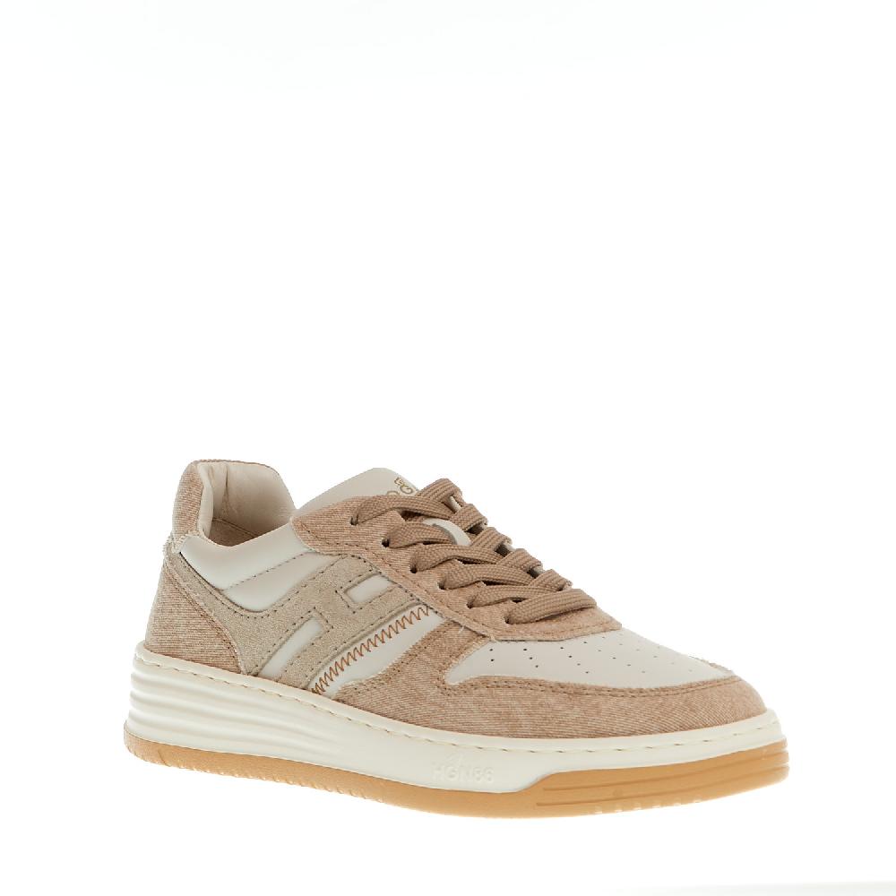 Sorelle Perego basket in pelle bianca e tessuto beige Soddisfazione Garantita