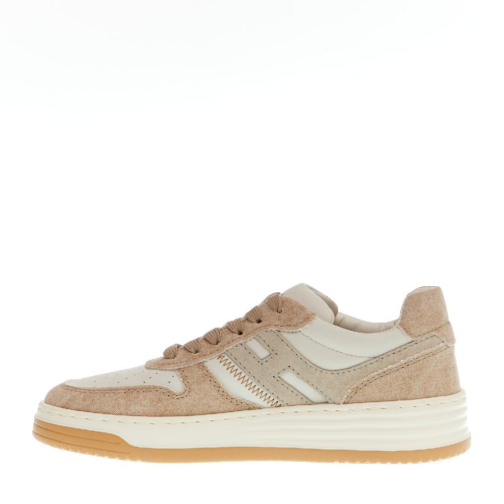 Sorelle Perego basket in pelle bianca e tessuto beige Soddisfazione Garantita