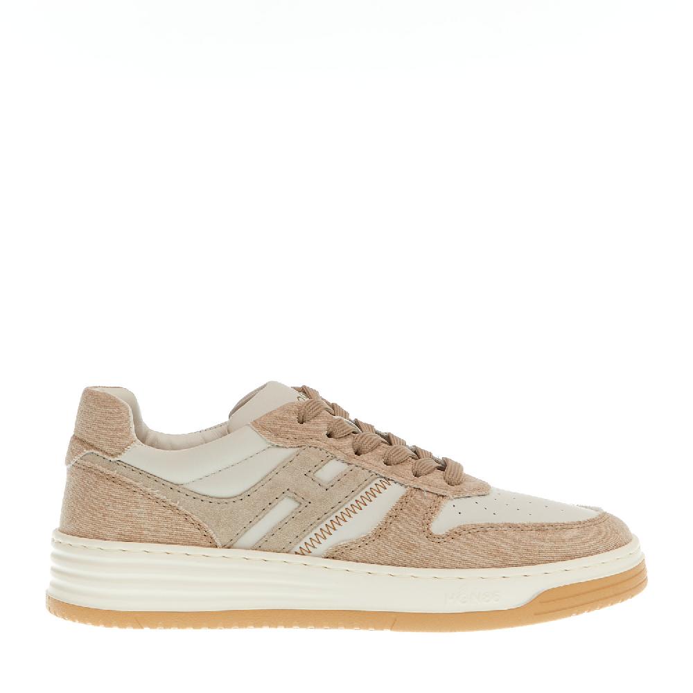 Sorelle Perego basket in pelle bianca e tessuto beige Soddisfazione Garantita