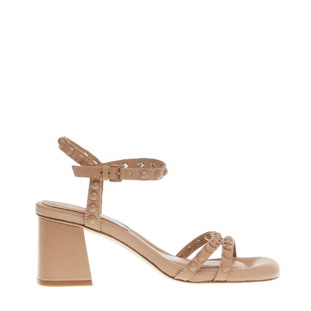 Sorelle Perego sandalo tacco 60 mm borchie nude Novità
