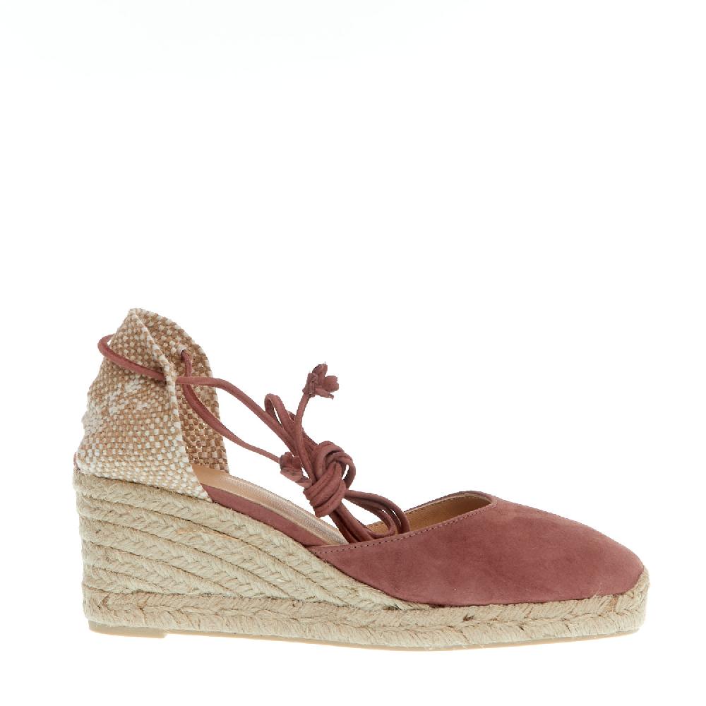 Sorelle Perego Espadrillas zeppa 70 mm camoscio rosa antico Offerta