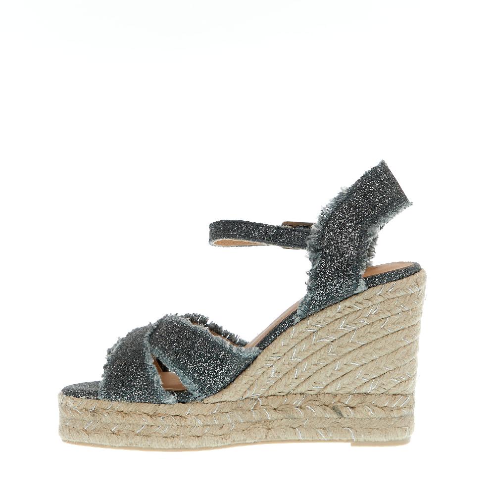 Sorelle Perego Espadrillas zeppa 110 mm incrocio tessuto grigio Outlet