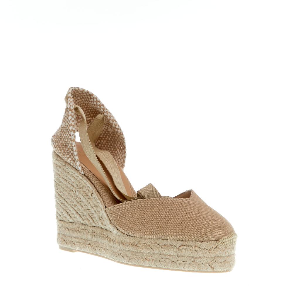 Sorelle Perego Espadrilla zeppa 110 mm tessuto beige Spedizione Gratuita
