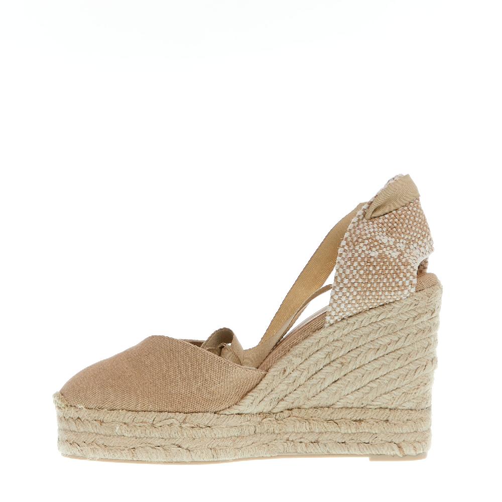 Sorelle Perego Espadrilla zeppa 110 mm tessuto beige Spedizione Gratuita