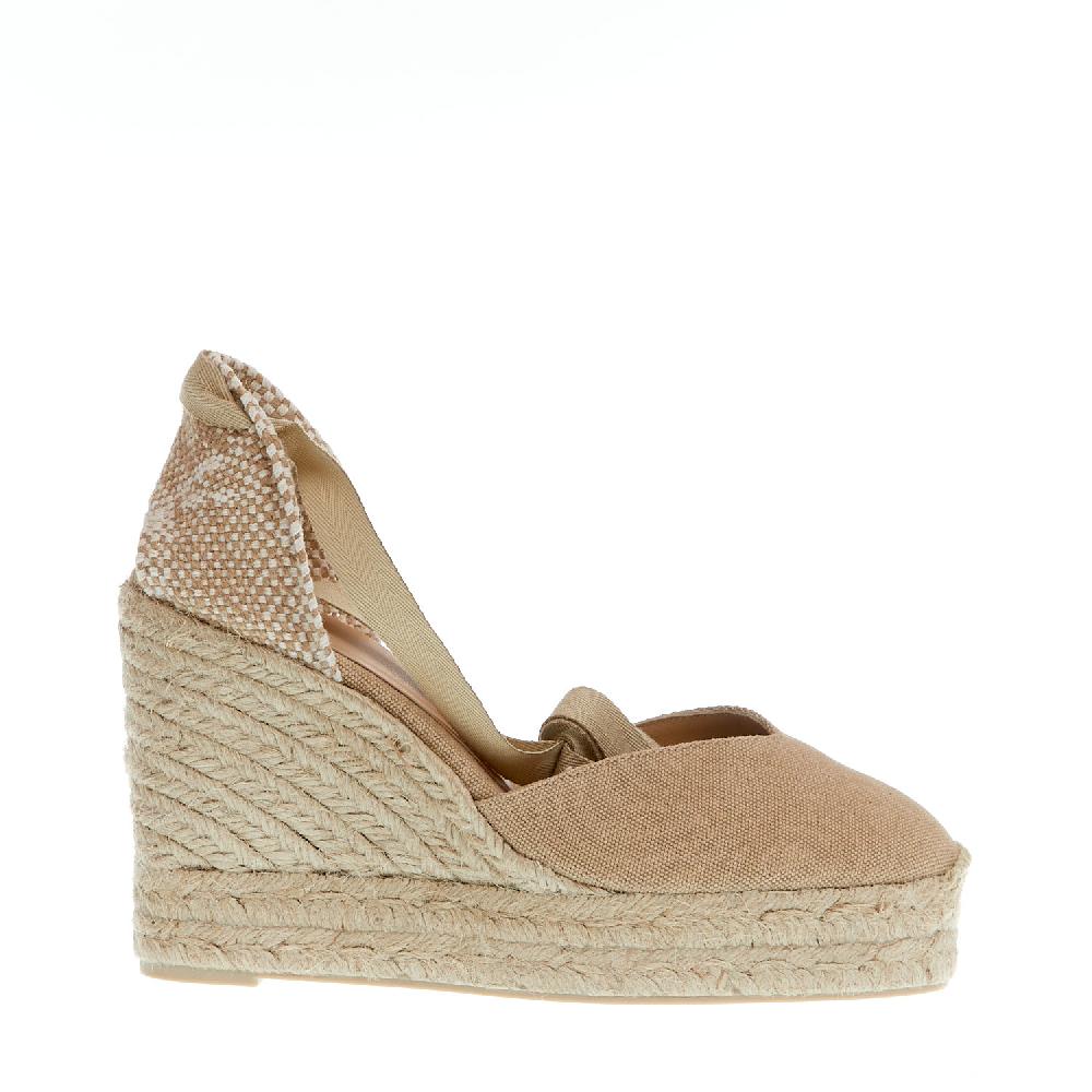Sorelle Perego Espadrilla zeppa 110 mm tessuto beige Spedizione Gratuita