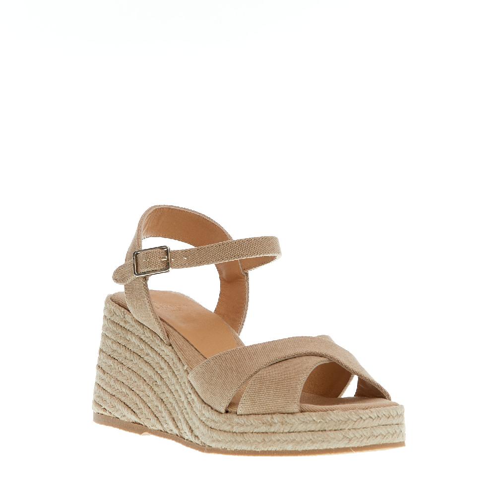 Sorelle Perego Espadrilla zeppa 80 mm incrocio tessuto beige Hotsell