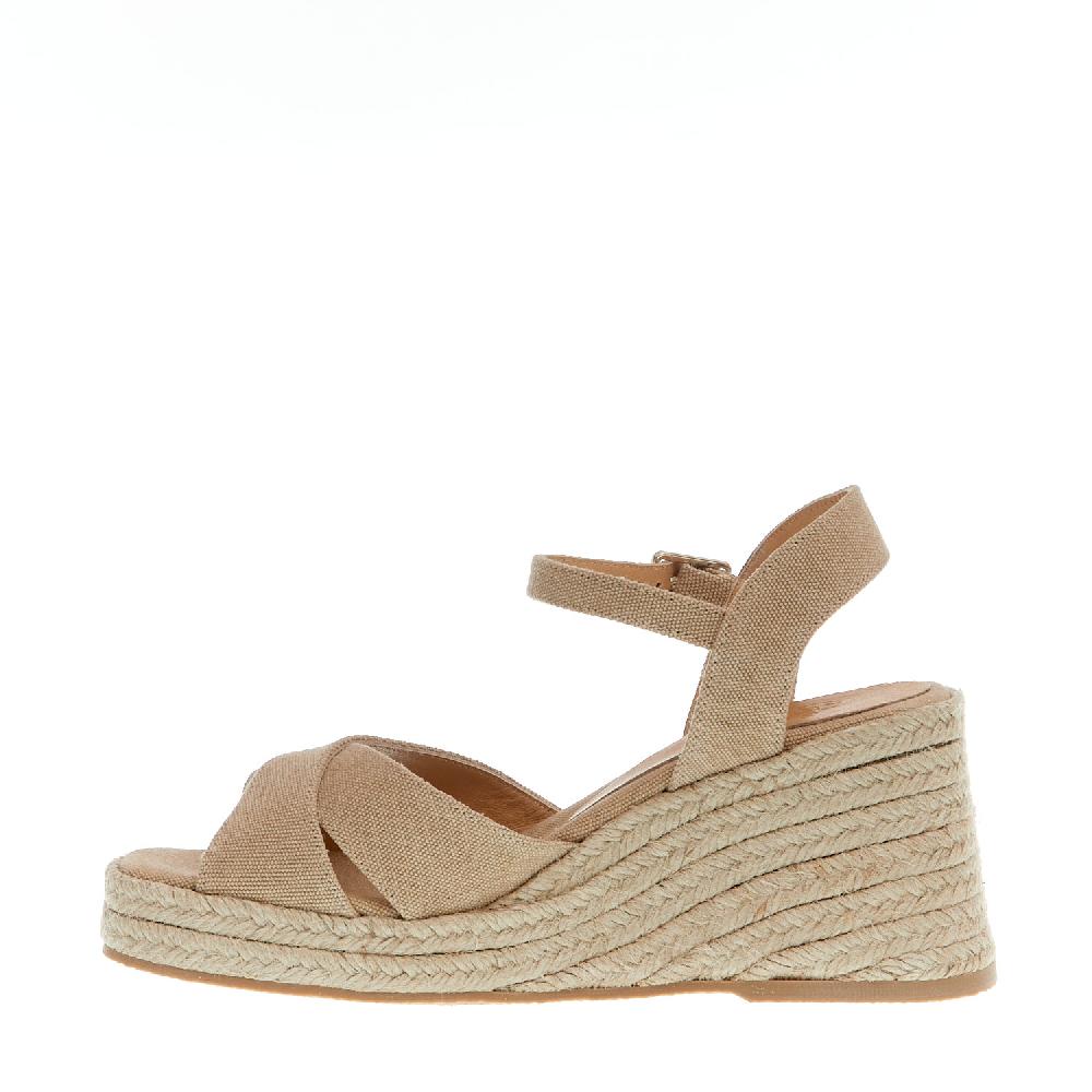 Sorelle Perego Espadrilla zeppa 80 mm incrocio tessuto beige Hotsell