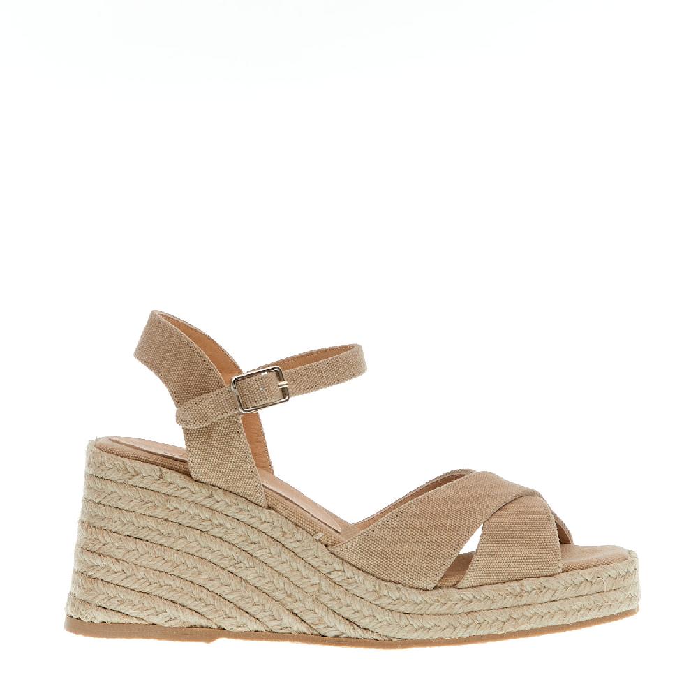 Sorelle Perego Espadrilla zeppa 80 mm incrocio tessuto beige Hotsell