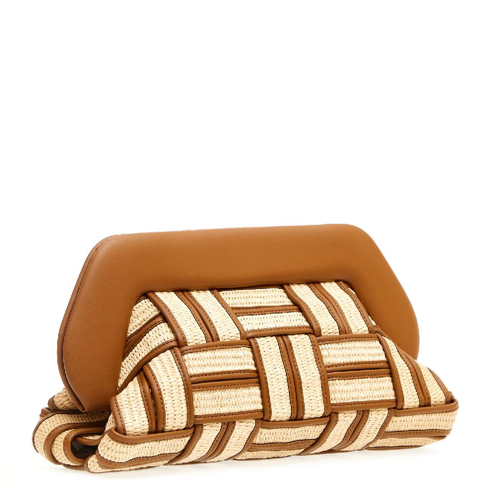 Sorelle Perego Clutch grande rafia cuoio e caramello Italy