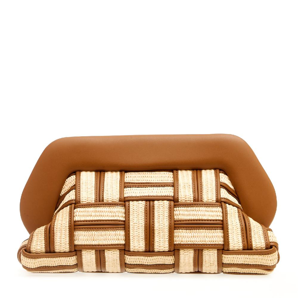 Sorelle Perego Clutch grande rafia cuoio e caramello Italy