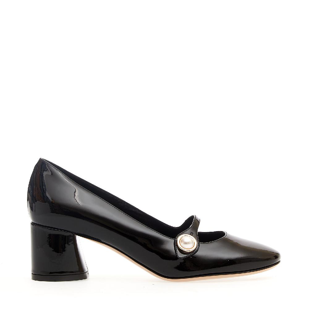 Sorelle Perego mary jane vernice nera tacco 50 mm Spedizione Gratuita