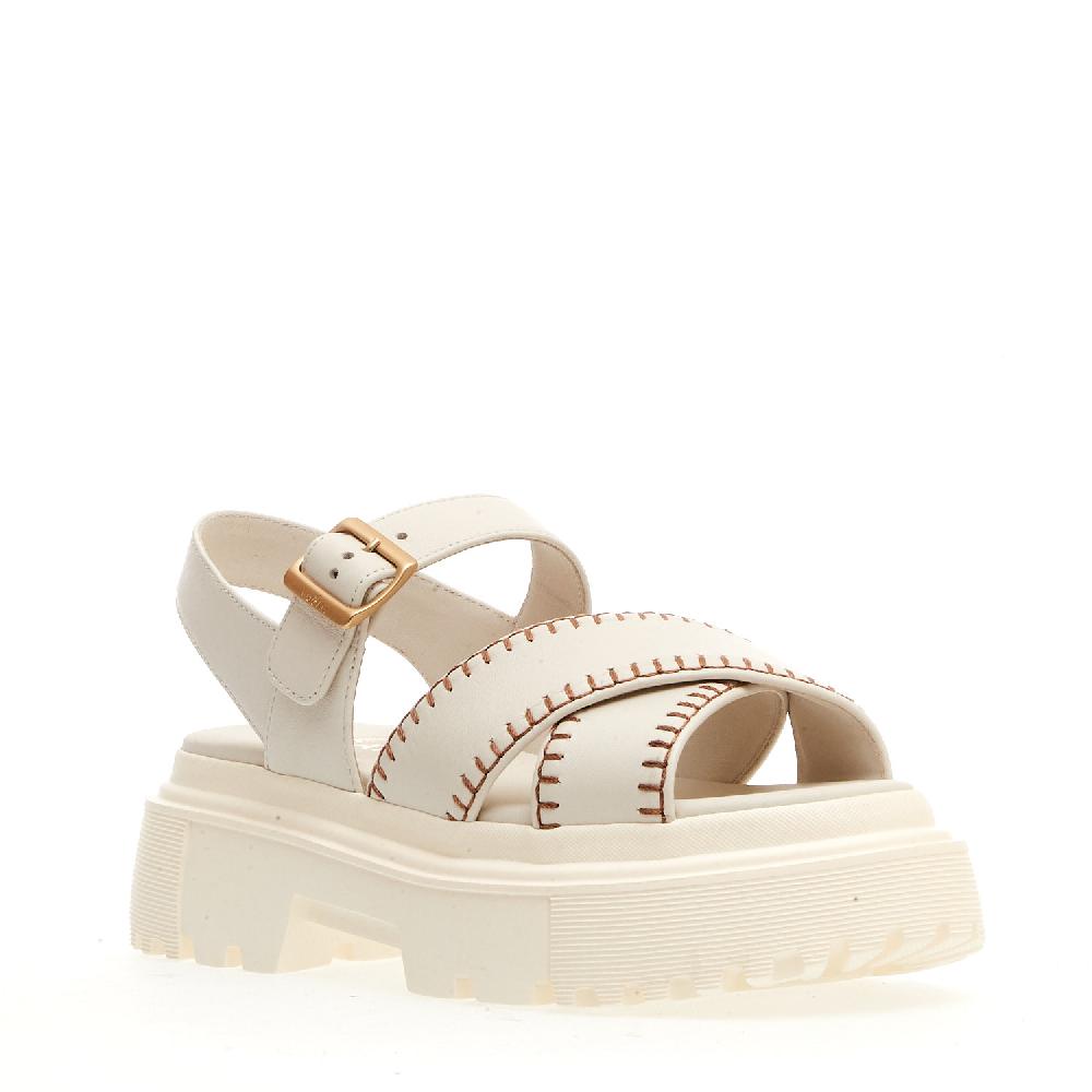 Sorelle Perego sandalo h644 carroarmato in pelle bianco impunturato Shopping online