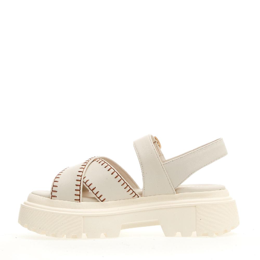Sorelle Perego sandalo h644 carroarmato in pelle bianco impunturato Shopping online
