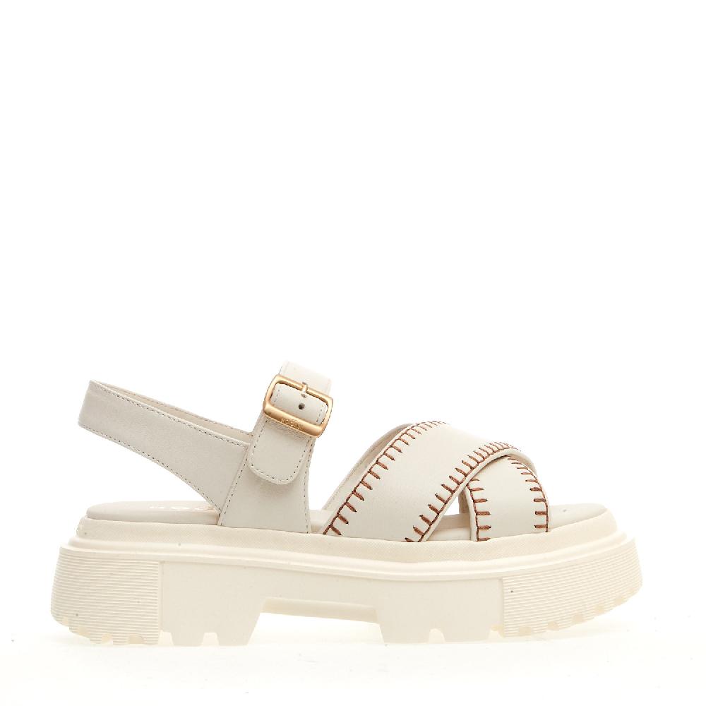 Sorelle Perego sandalo h644 carroarmato in pelle bianco impunturato Shopping online