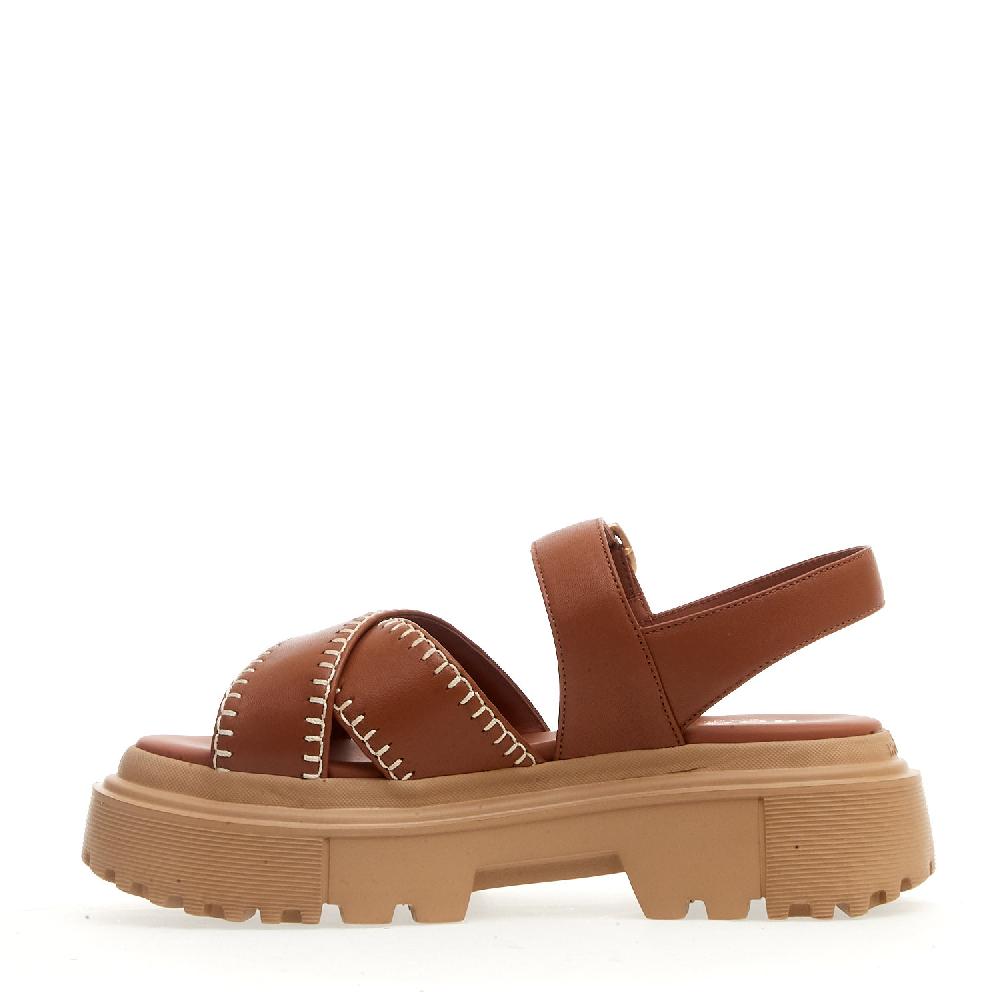 Sorelle Perego sandalo h644 carroarmato in pelle cuoio impunturato Offerta esclusiva