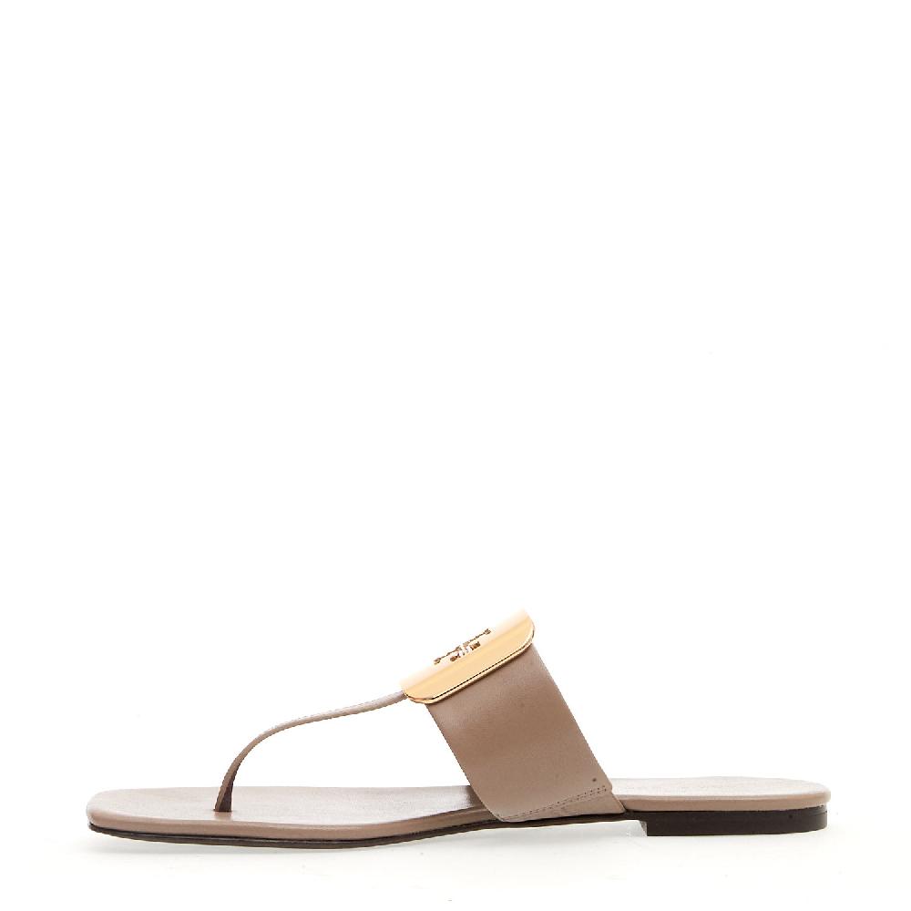Sorelle Perego sandalo infradito tortora con fibbia logo Vendite stagionali