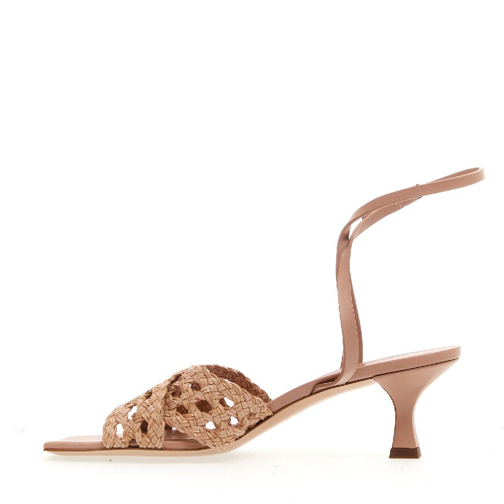 Sorelle Perego sandalo pelle intrecciata nude tacco 50 mm Cyber Monday