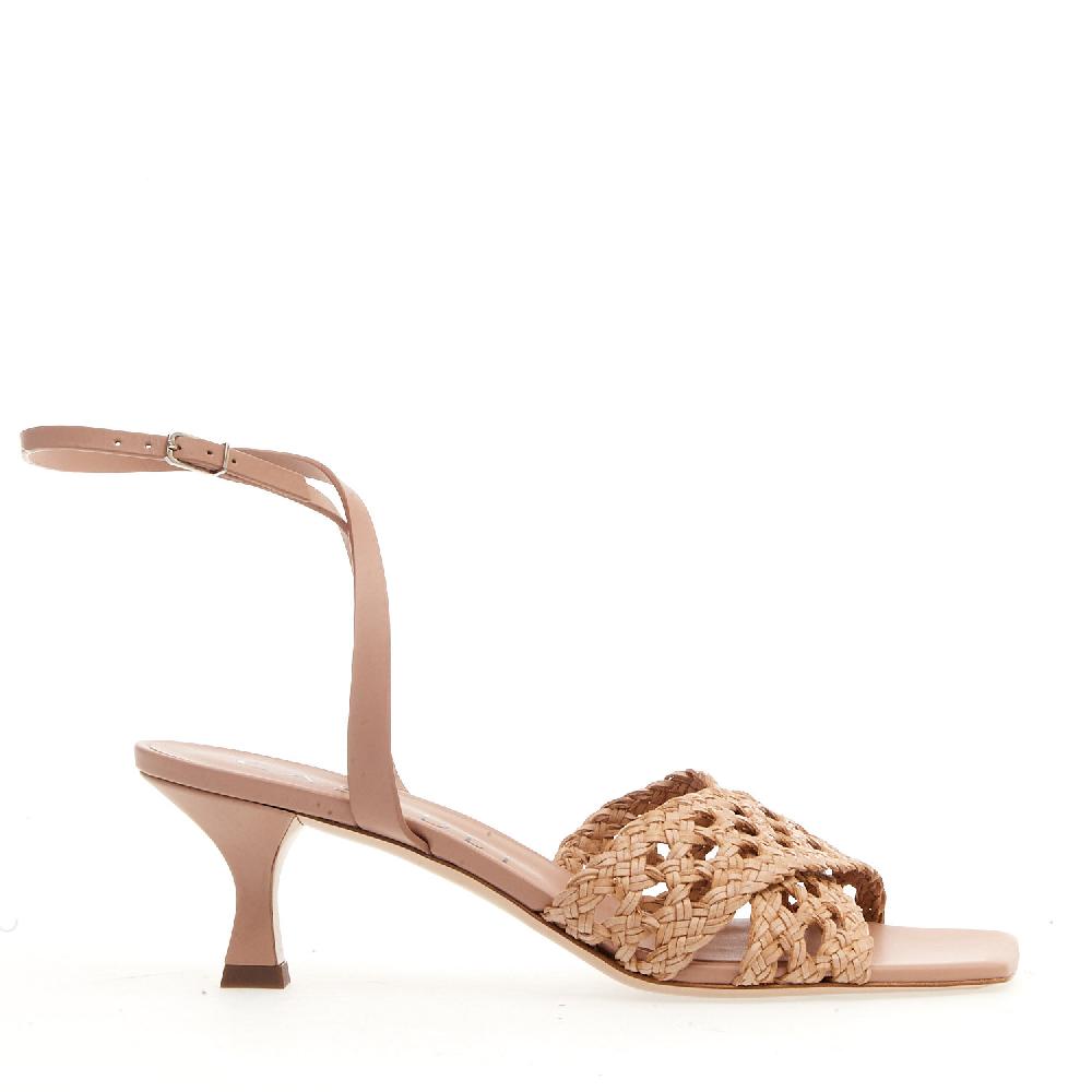 Sorelle Perego sandalo pelle intrecciata nude tacco 50 mm Cyber Monday