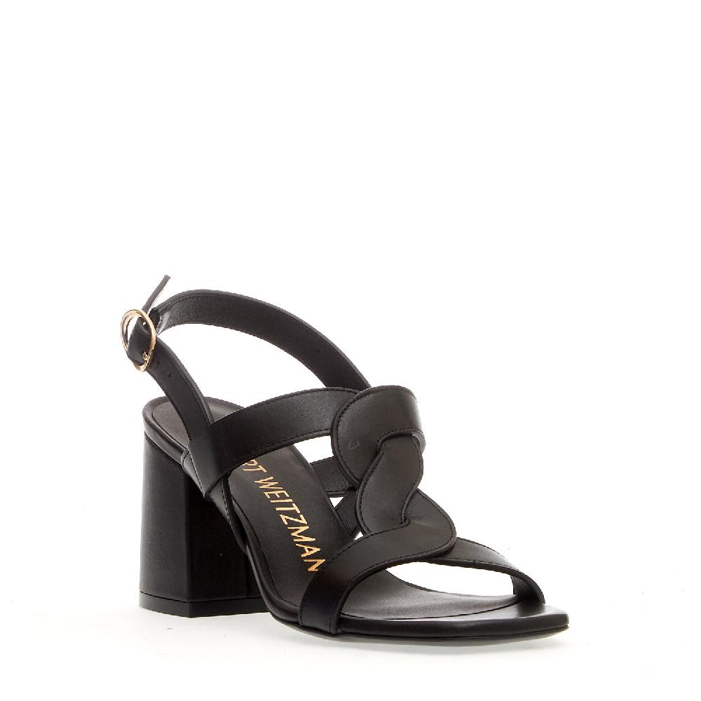 Sorelle Perego sandalo pelle nero treccia tacco 75 mm Offerta natalizia