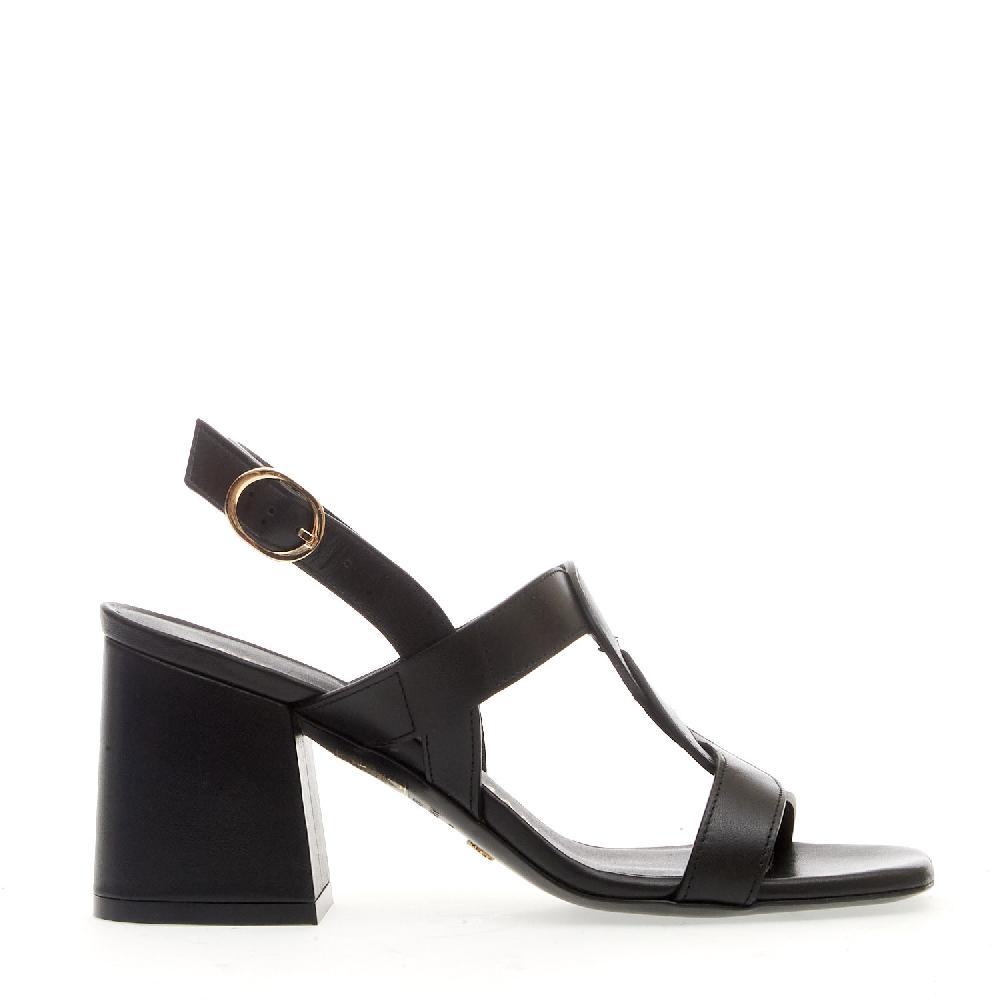 Sorelle Perego sandalo pelle nero treccia tacco 75 mm Offerta natalizia