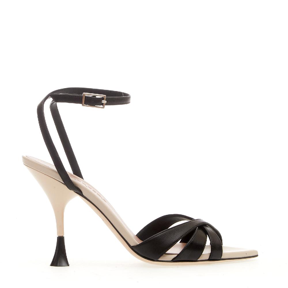 Sorelle Perego sandalo tacco 100 mm biege e nero Offerta San Valentino