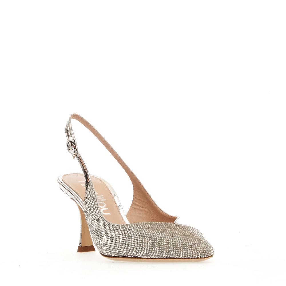 Sorelle Perego slingback argento e strass tacco 75 mm Online Outlet