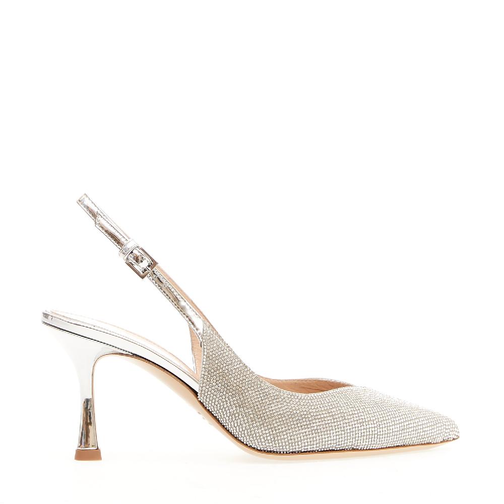 Sorelle Perego slingback argento e strass tacco 75 mm Online Outlet