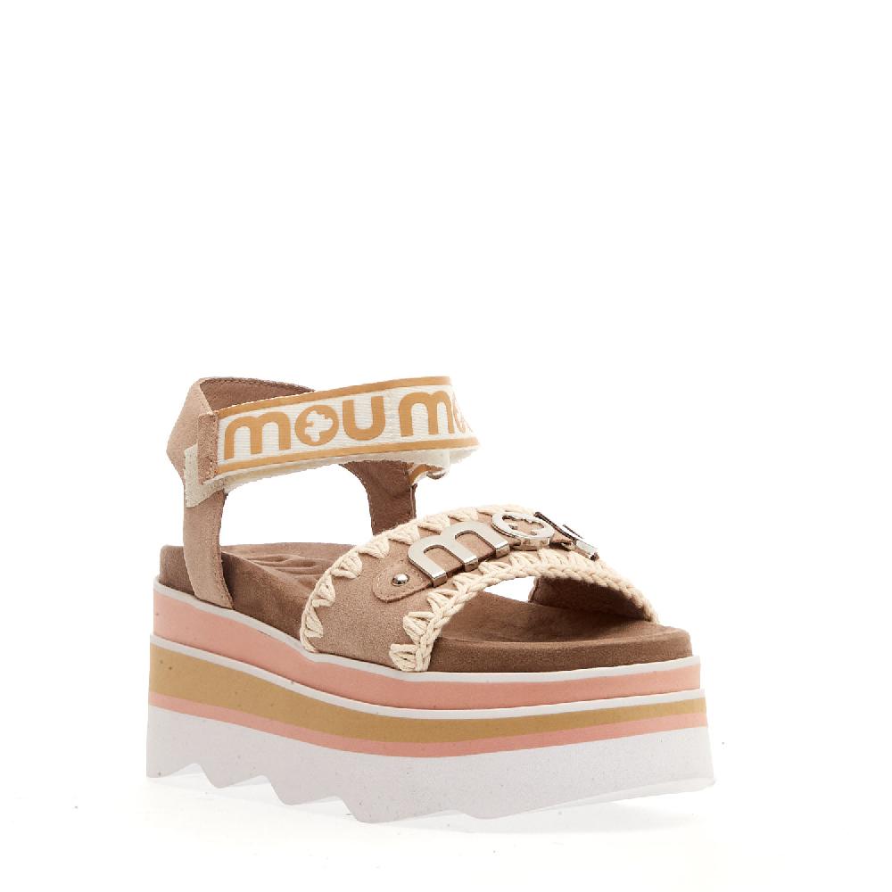 Sorelle Perego zeppa camoscio beige rosa cinturino Fino al 50% di sconto