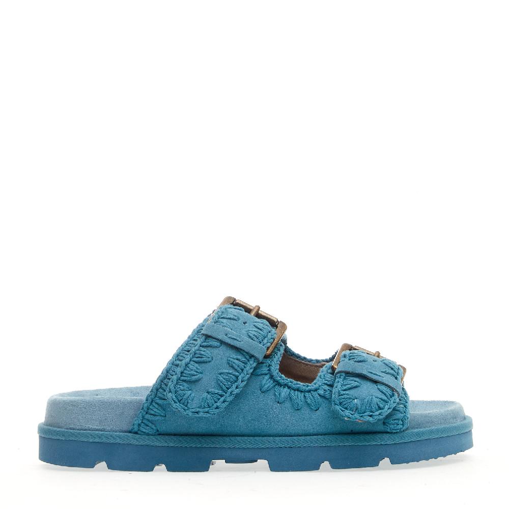 Sorelle Perego zeppa due fasce camoscio jeans Fino al 65% di sconto