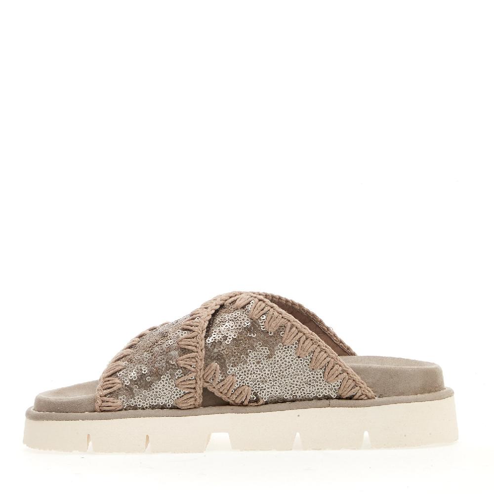 Sorelle Perego zeppa incrocio paiettes gunmetal Only for today