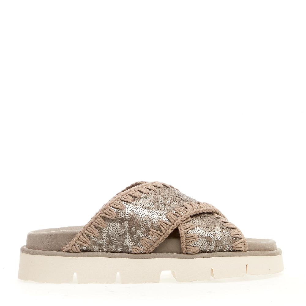 Sorelle Perego zeppa incrocio paiettes gunmetal Only for today