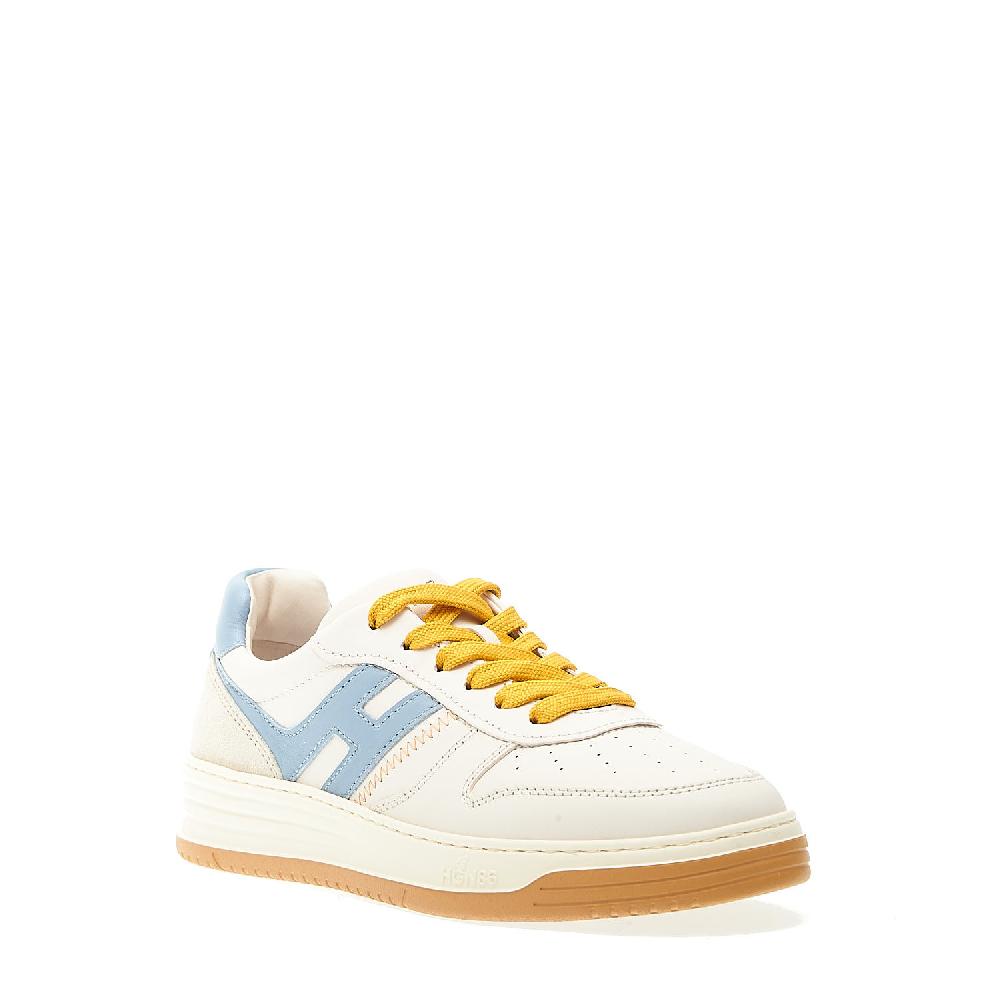 Sorelle Perego sneakers basket pelle bianca azzurro Italy