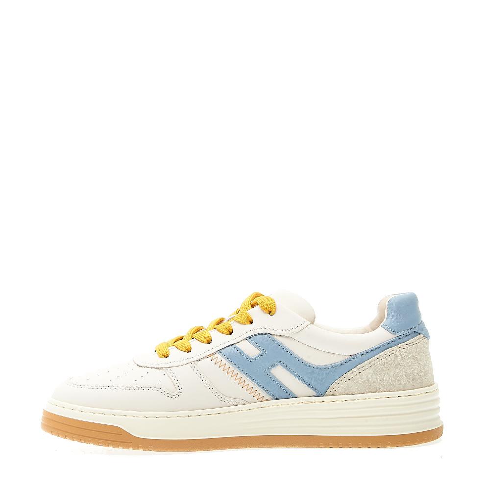Sorelle Perego sneakers basket pelle bianca azzurro Italy