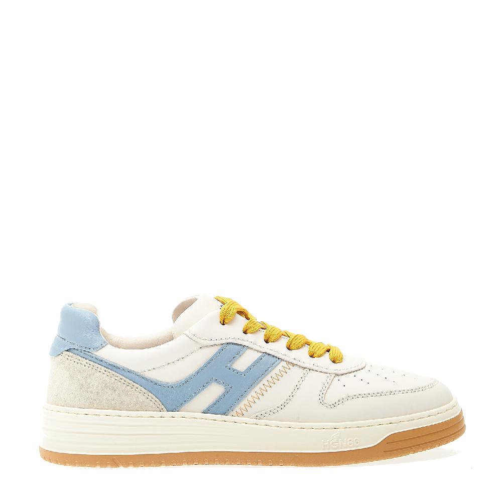 Sorelle Perego sneakers basket pelle bianca azzurro Italy
