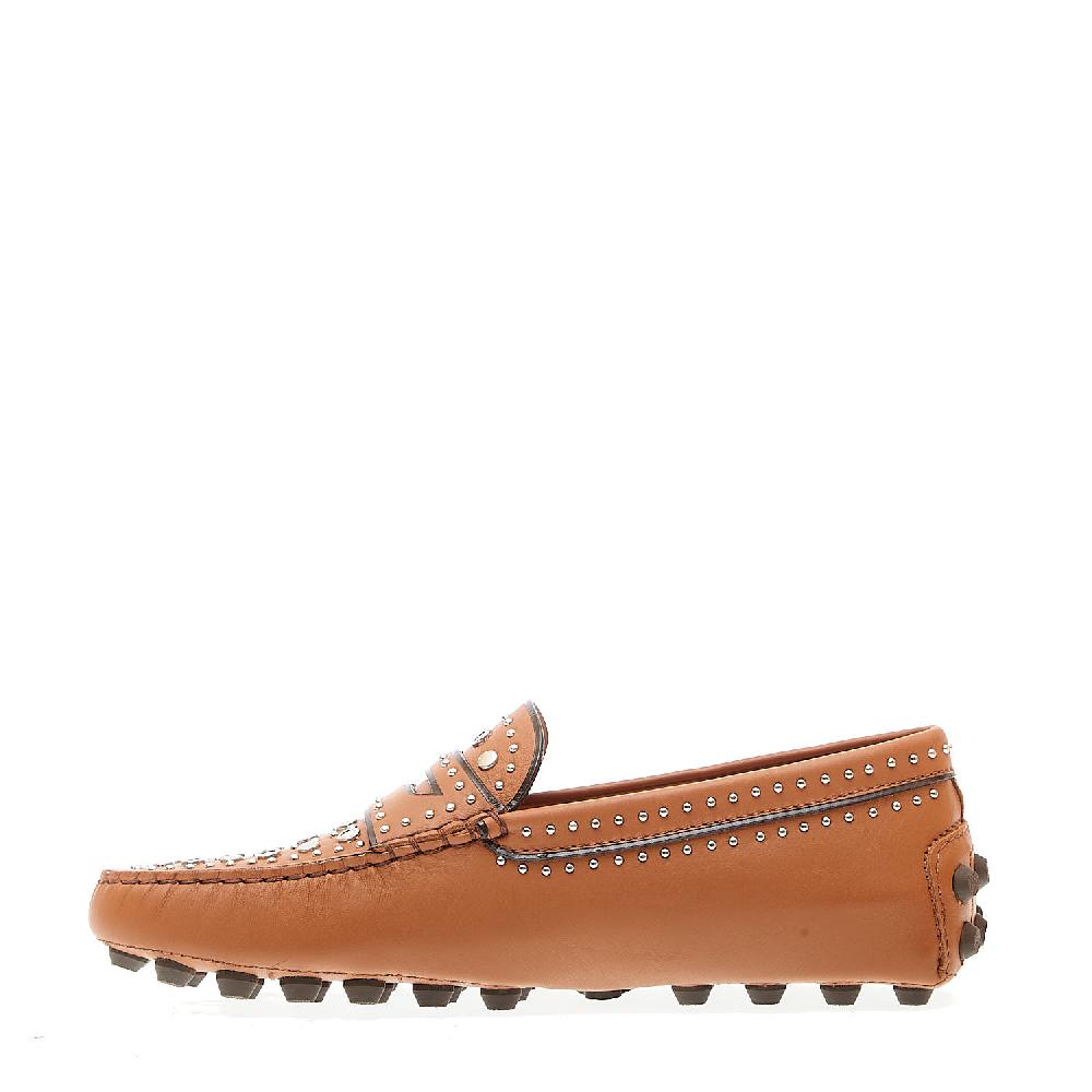 Sorelle Perego mocassino in pelle cuoio con borchie Promozione Limitata