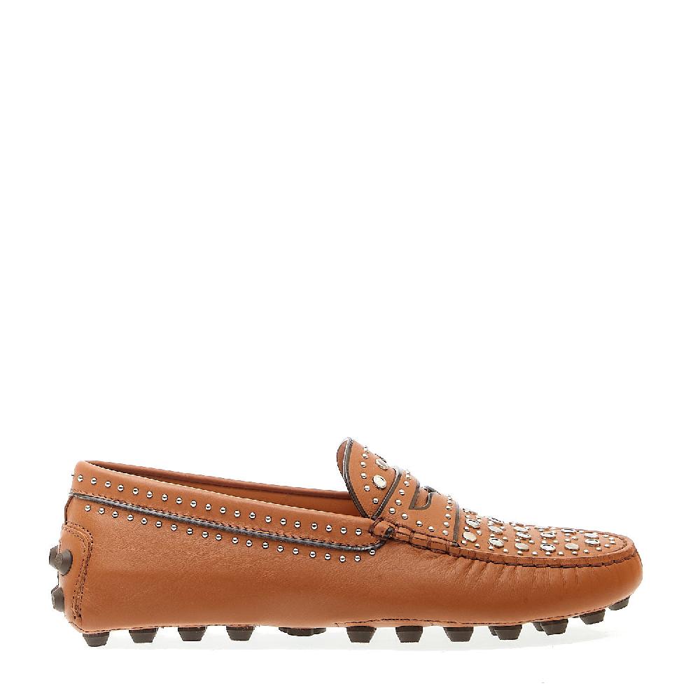 Sorelle Perego mocassino in pelle cuoio con borchie Promozione Limitata