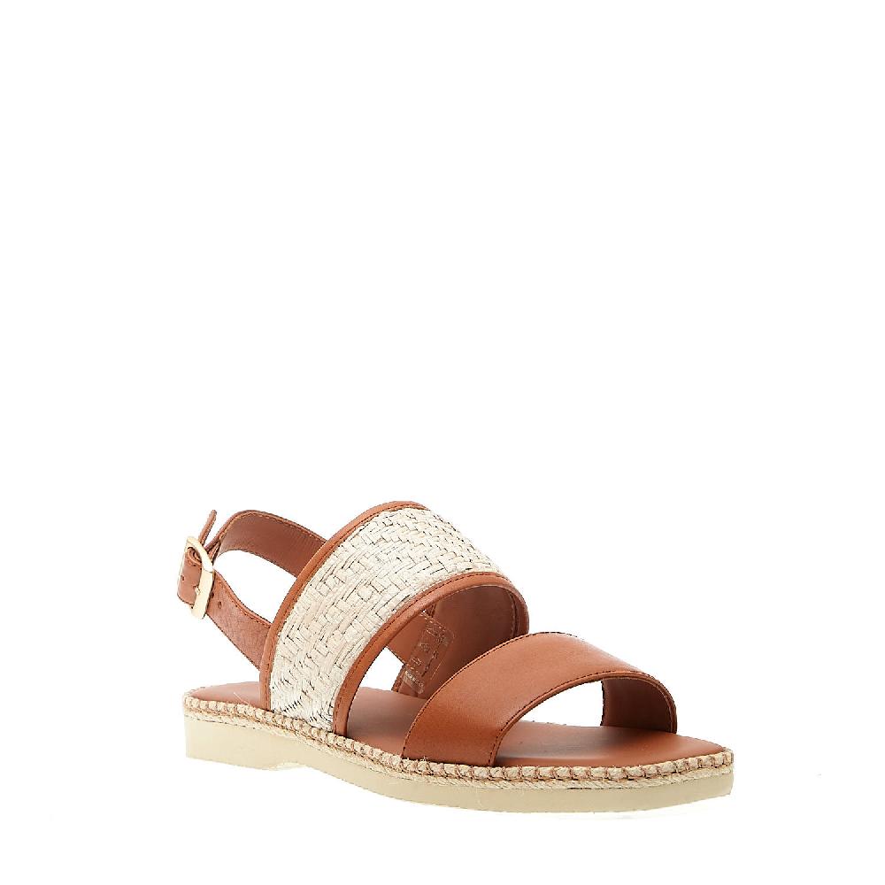 Sorelle Perego sandalo piatto extralight in pelle cuoio rafia Outlet