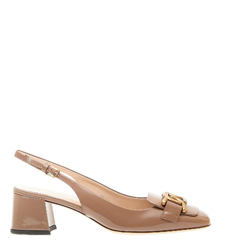 Sorelle Perego slingback con fibbia oro in vernice soft tortora Offerta esclusiva
