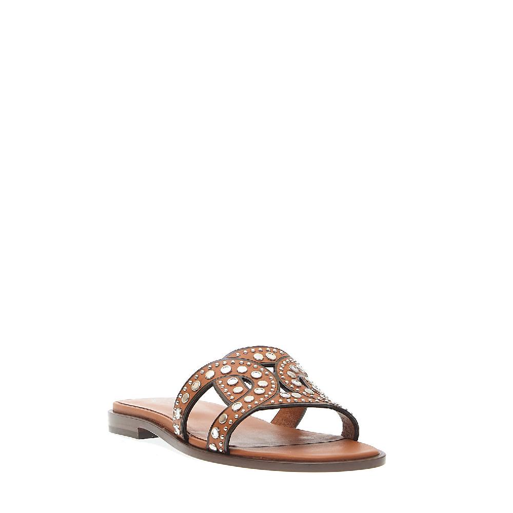 Sorelle Perego ciabatta in pelle cuoio con borchie Smaltimento dello stoccaggio