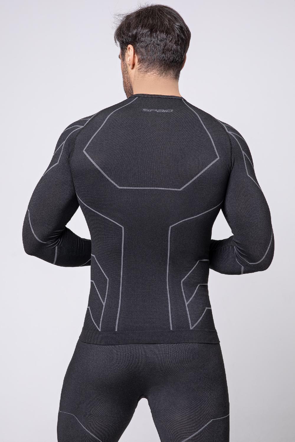 Spaio SPAIO MAGLIETTA CON MANICHE LUNGHE "RAPID" UOMO NERO/GRIGIO Qualità