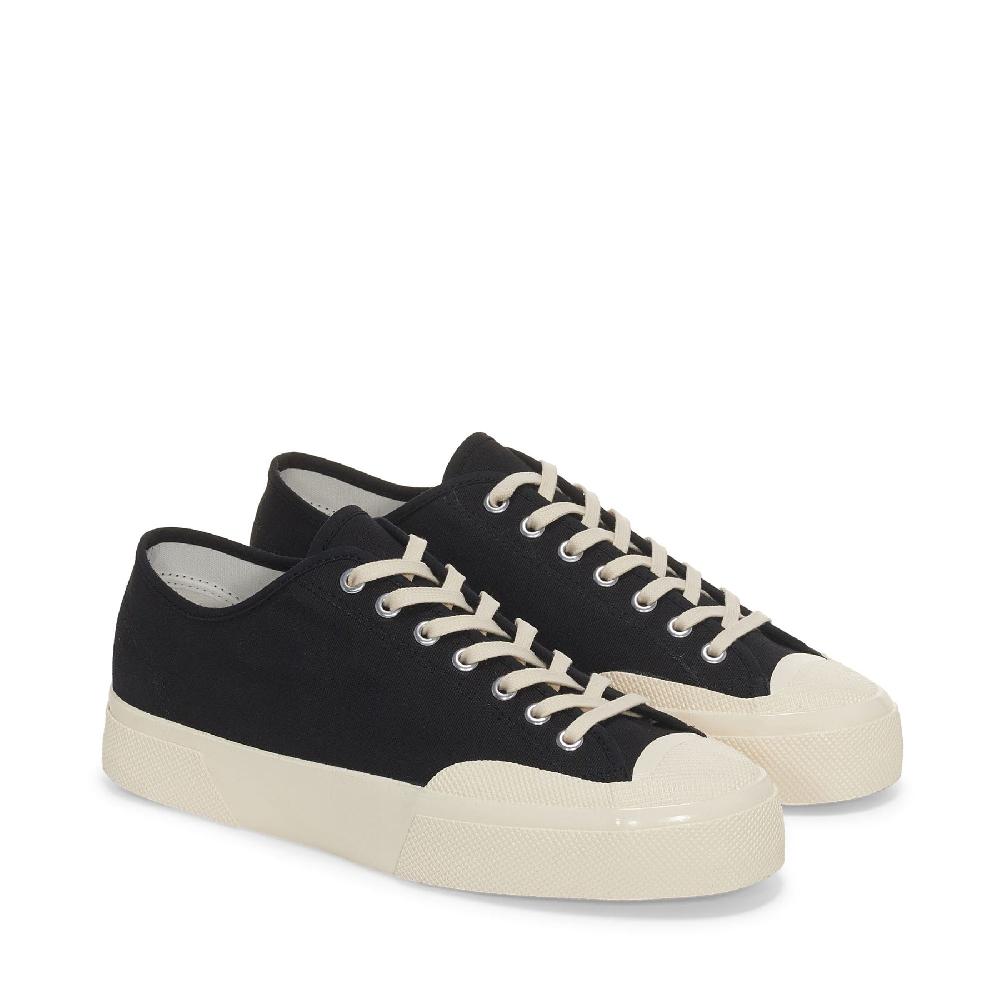 Superga 2432 WORKS LOW CUT COTTON CANVASBLACK-OFF WHITE Italia