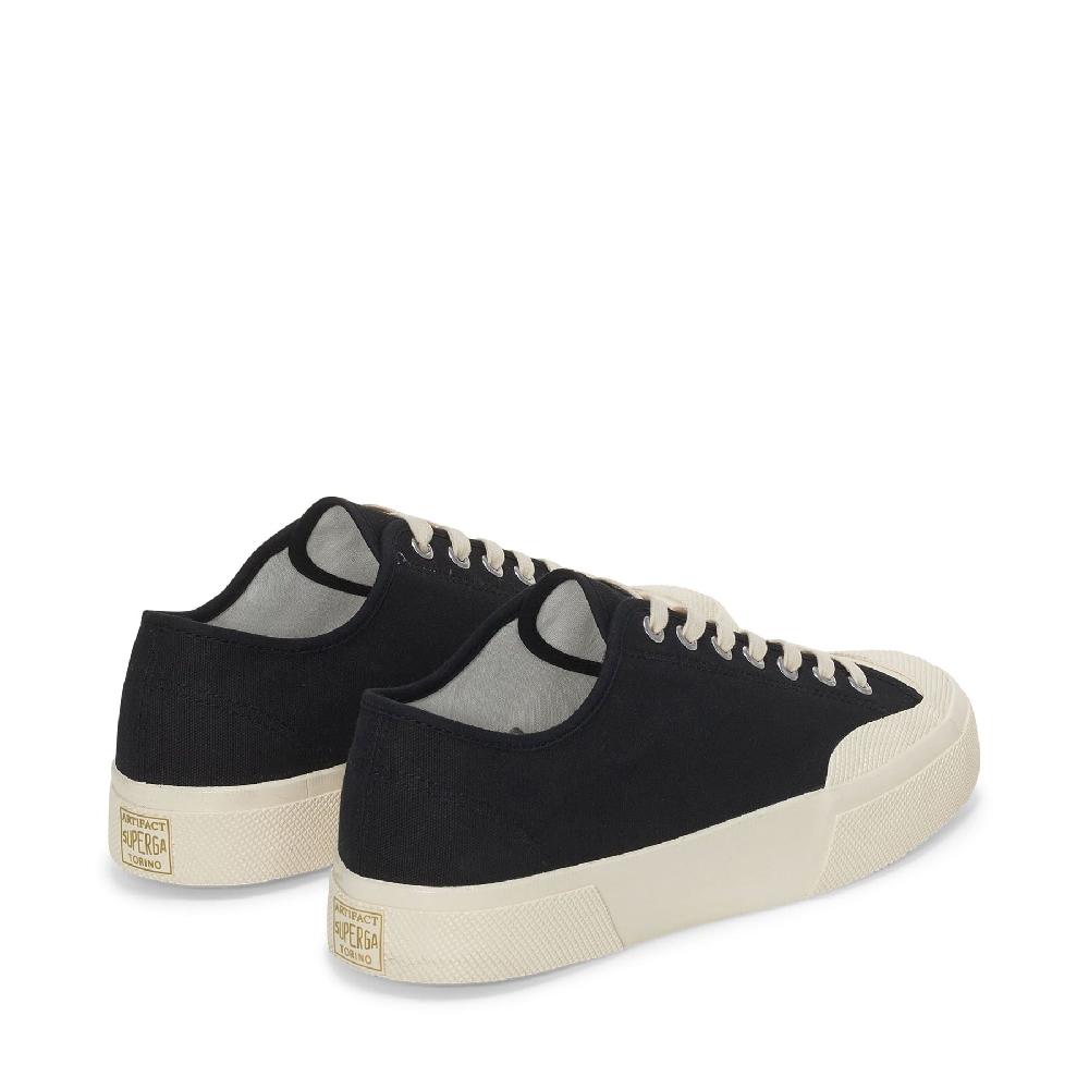 Superga 2432 WORKS LOW CUT COTTON CANVASBLACK-OFF WHITE Italia