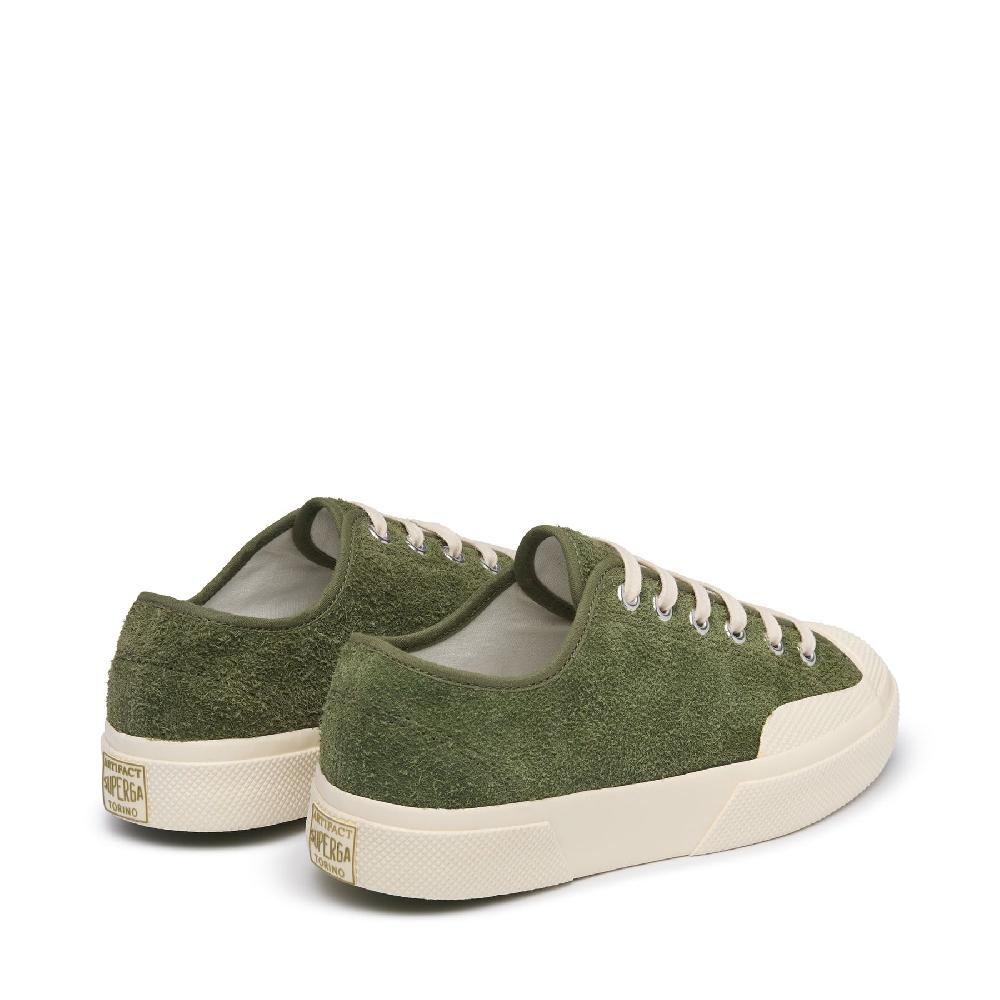 Superga 2432 WORKS HAIRY SUEDEMILITARY GREEN-OFF WHITE Qualità