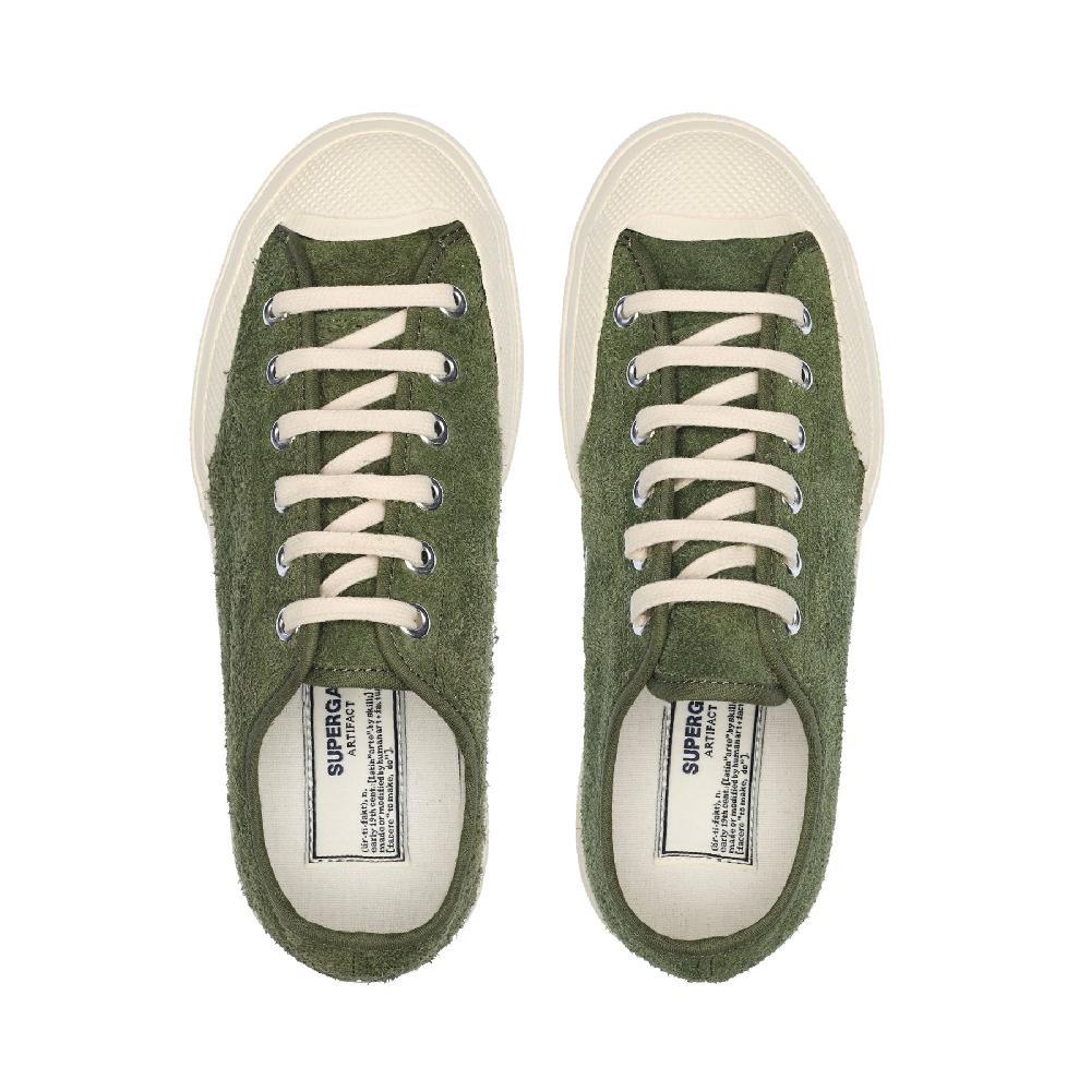 Superga 2432 WORKS HAIRY SUEDEMILITARY GREEN-OFF WHITE Qualità