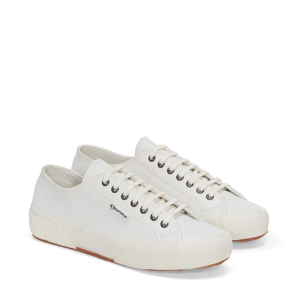 Superga 2750 OG LEATHERWHITE-WHITE AVORIO Spedizione Gratuita
