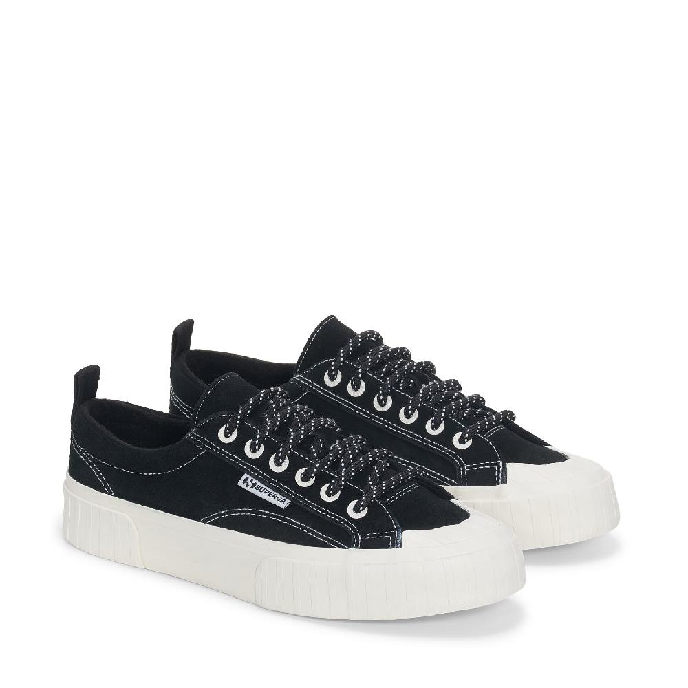 Superga 2630 STRIPE SUEDE CONTRAST STITCHINGBLACK-WHITE AVORIO-FAVORIO Sottocosto